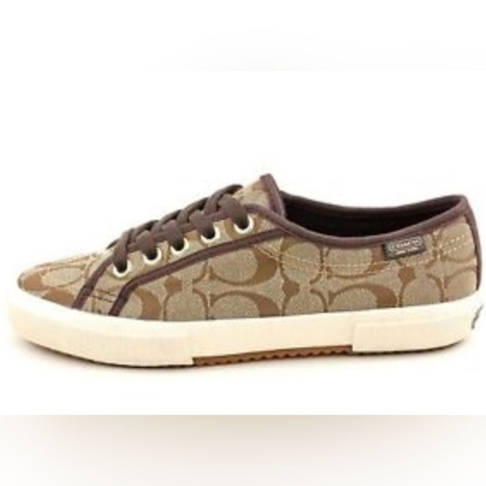 Coach Designer Kalyn Signature C Logo Tan Khaki Jacquard Sneakers 6